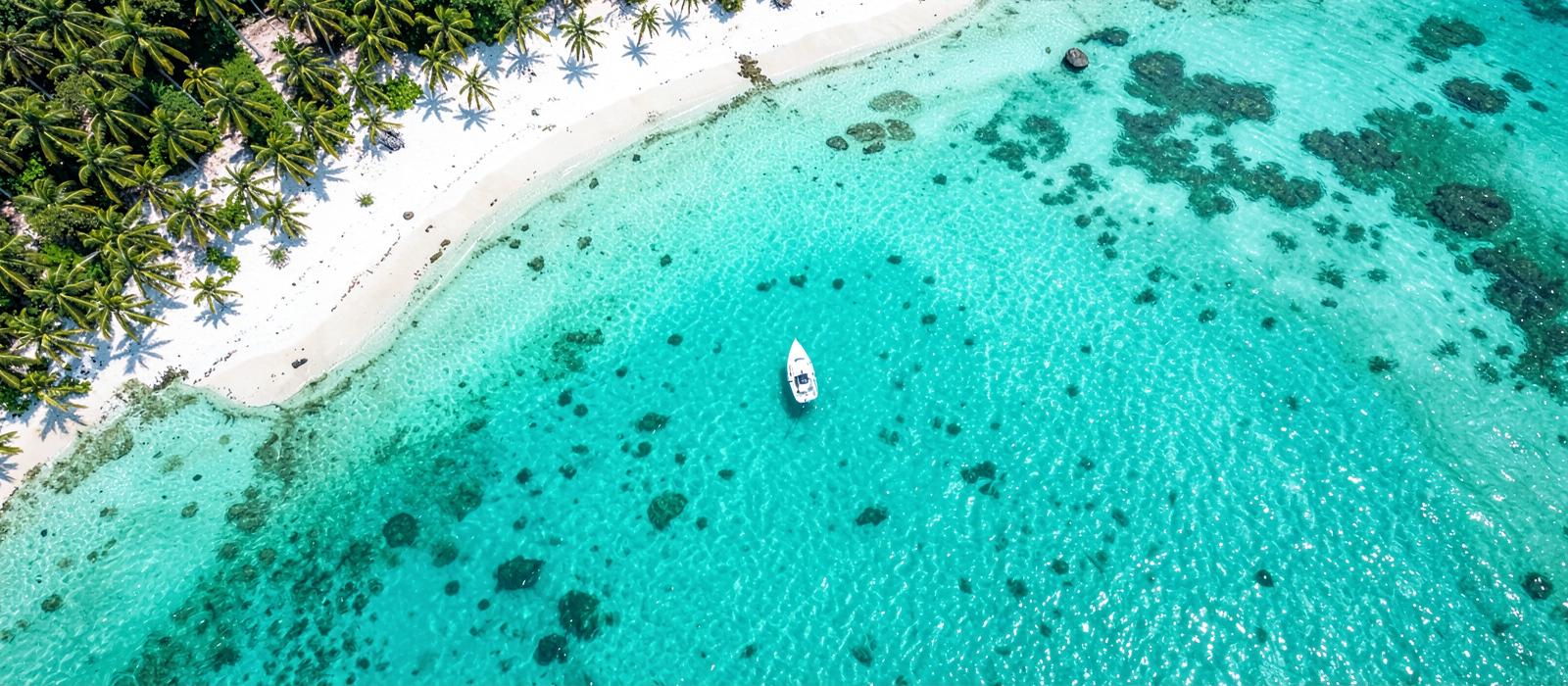 Aerial view of a tropical lagoon